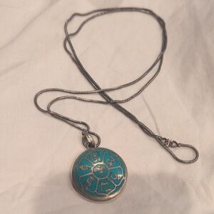 Turquoise Round Tibetan Pendant Necklace